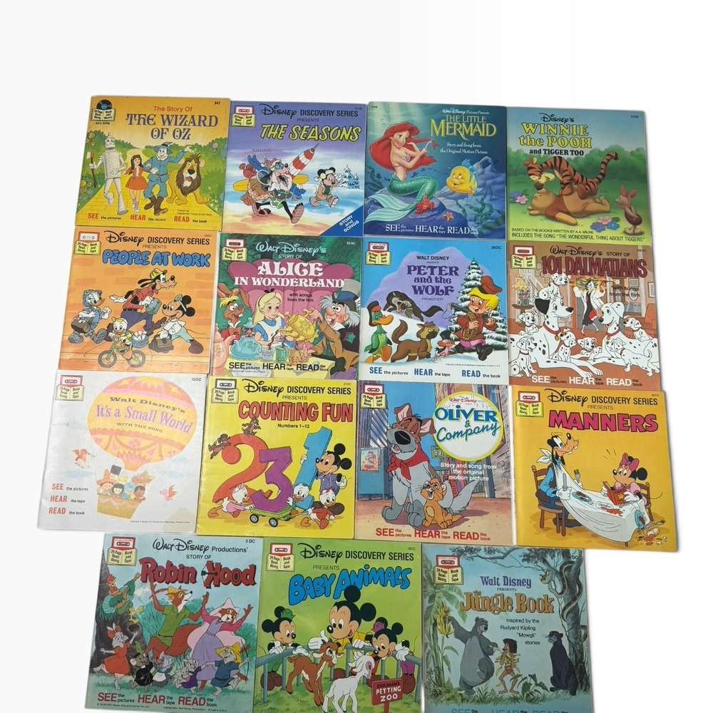 Vintage Disney Read-Along Books Lot 20 Little Mermaid Peter Pan Wizard of Oz